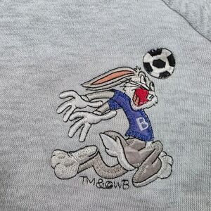 Vintage Looney Tunes Bugs Bunny Soccer Hoodie College Ware‎ USA Men's L 90s